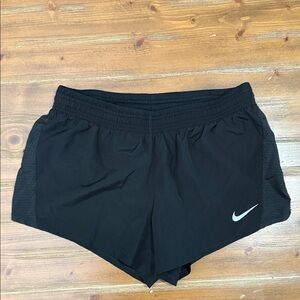 Nike Women's Black Athletic Shorts with White Swoosh